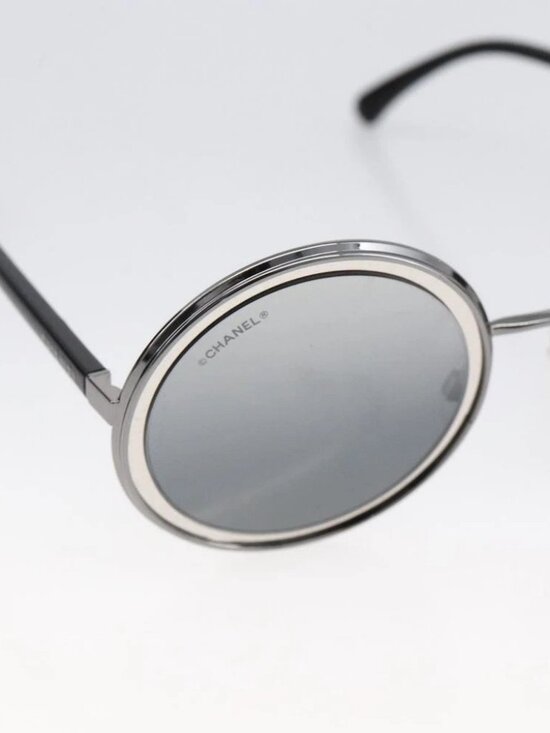 CHANEL Sunglasses metal Black CC Auth 166249V main image 4
